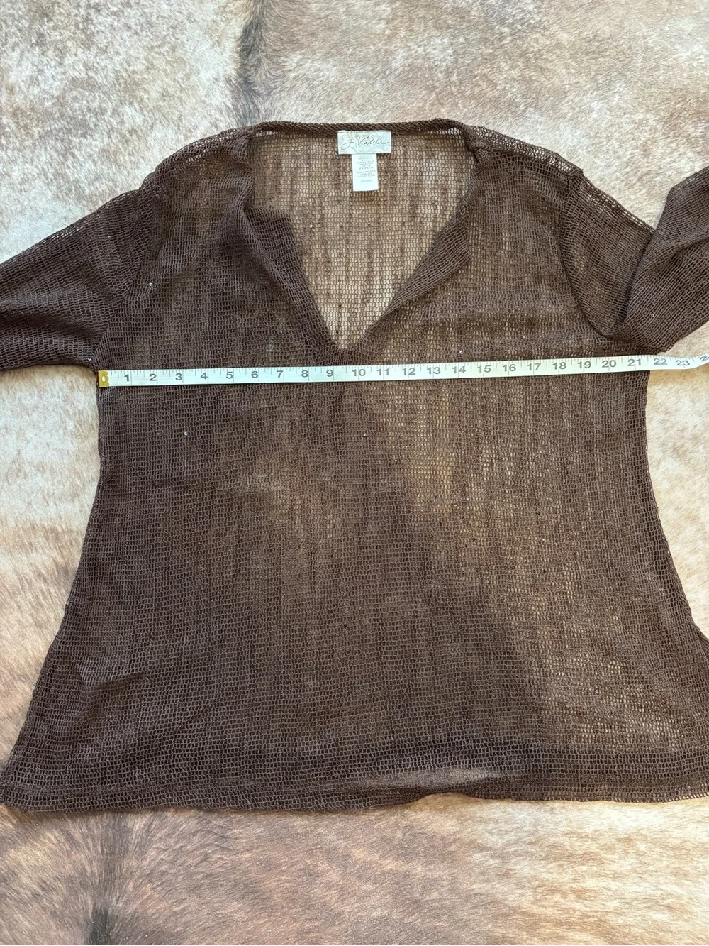 J. Valdi brown sequin open-knit swim cover-up M